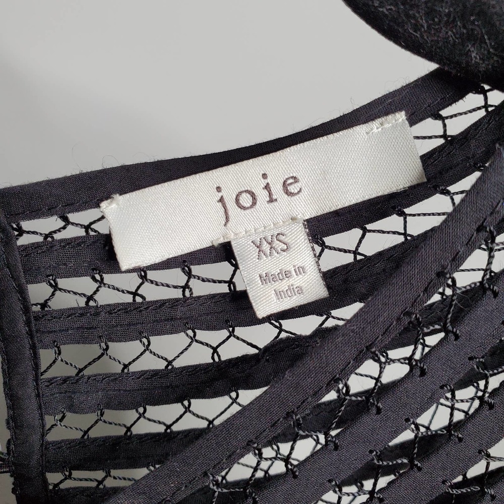 JOIE • Black Mishika Cotton Silk Blend Drawstring Victorian Dress Sz XXS - Picture 6 of 9